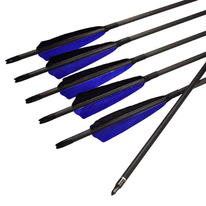 ID 6,2 mm 22-36 pulgadas SP500 Flecha de fibra de carbono Tiro con arco de plumas de pavo 