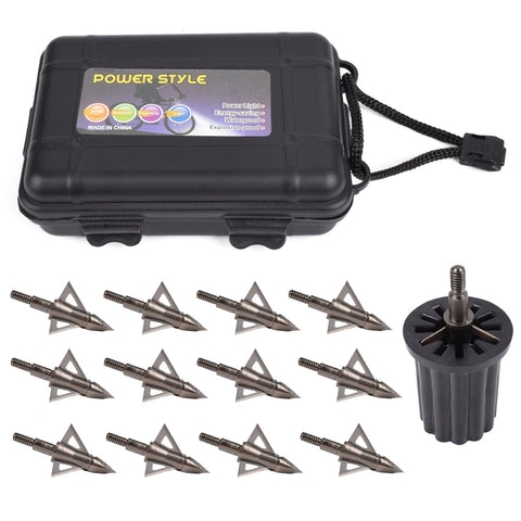 Archery Broadheads 3 Fixed Blade 100 Grain Arrow Head with Case Box US