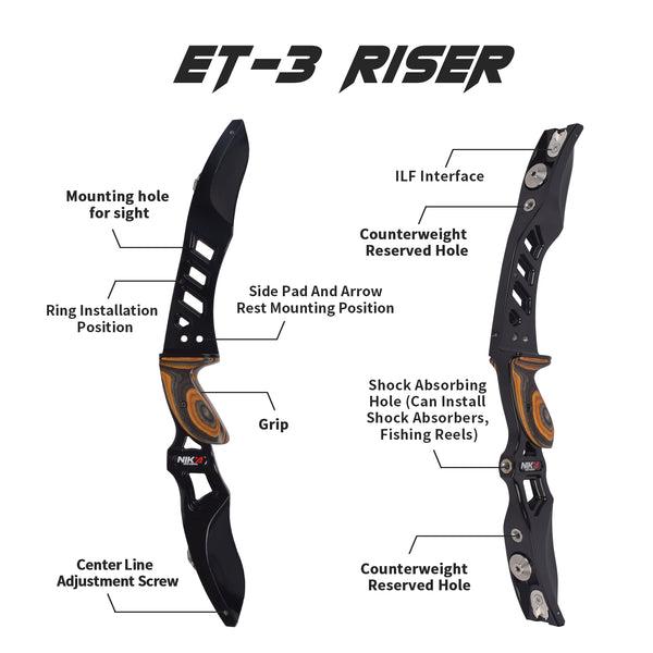 ET-3 ILF Riser with S2 Laminated Limbs Recurve Bow Target Shootig for Left Hand