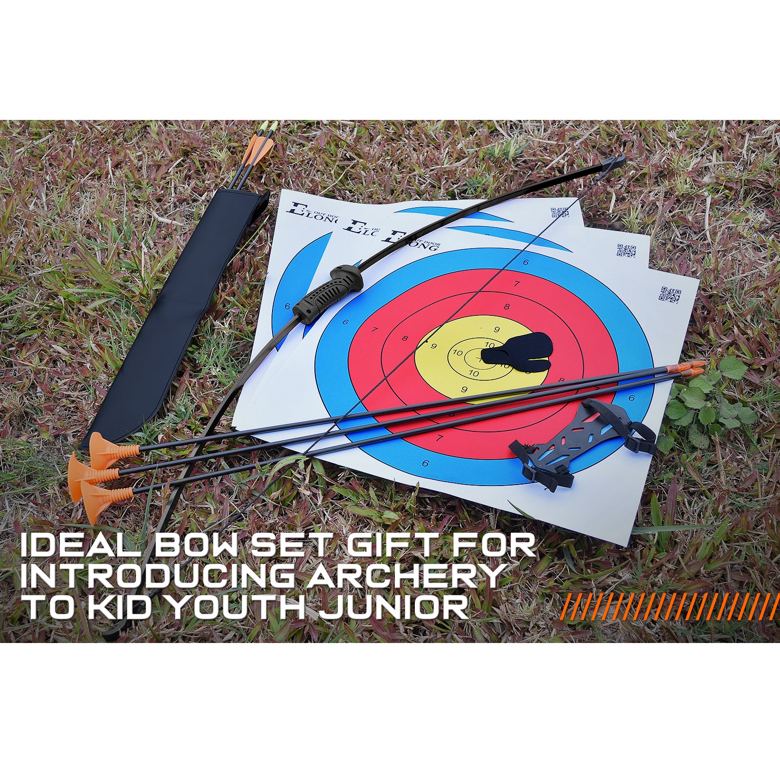 Juego de arco y flecha recurvo de tiro con arco con flecha de ventosa para niños jóvenes principiantes