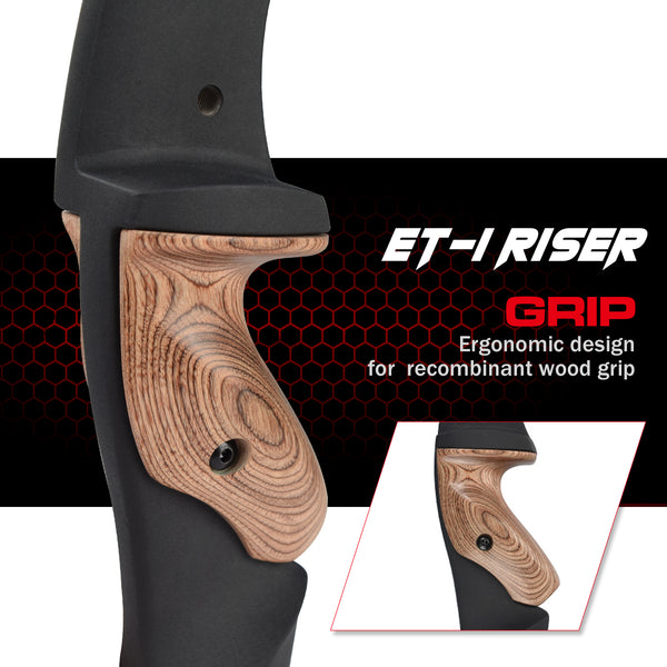 60" Archery Recurve Bow ET-1 ILF Riser with N3 Carbon Fiber Limb Recurve Bow Limbs 16-50 lbs for Right Hand