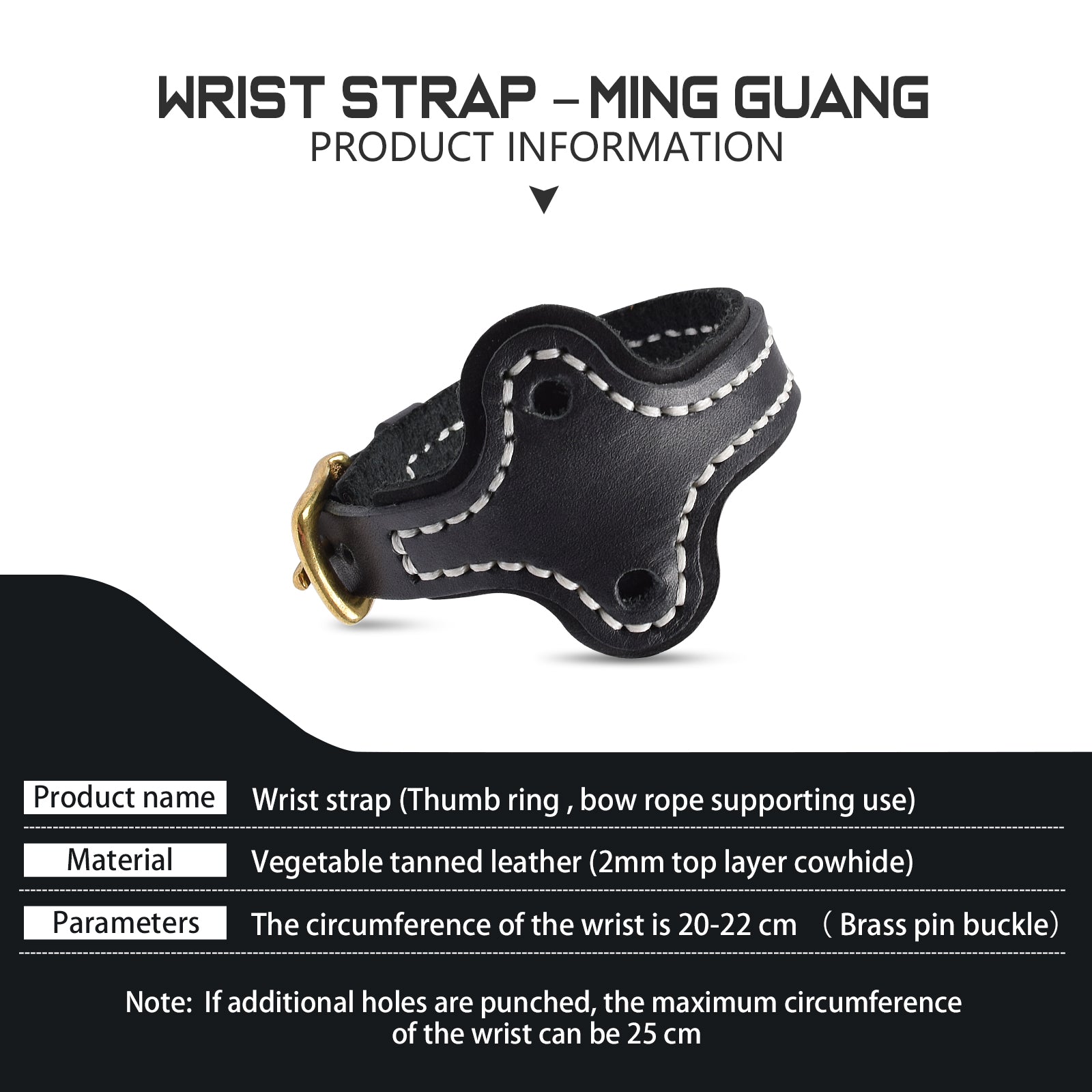 NEU Daumenschutz aus weichem Leder und Messing Ming Guang Bogenschießen Daumenring und Handschlaufe Bogenschießen Fingerschutz