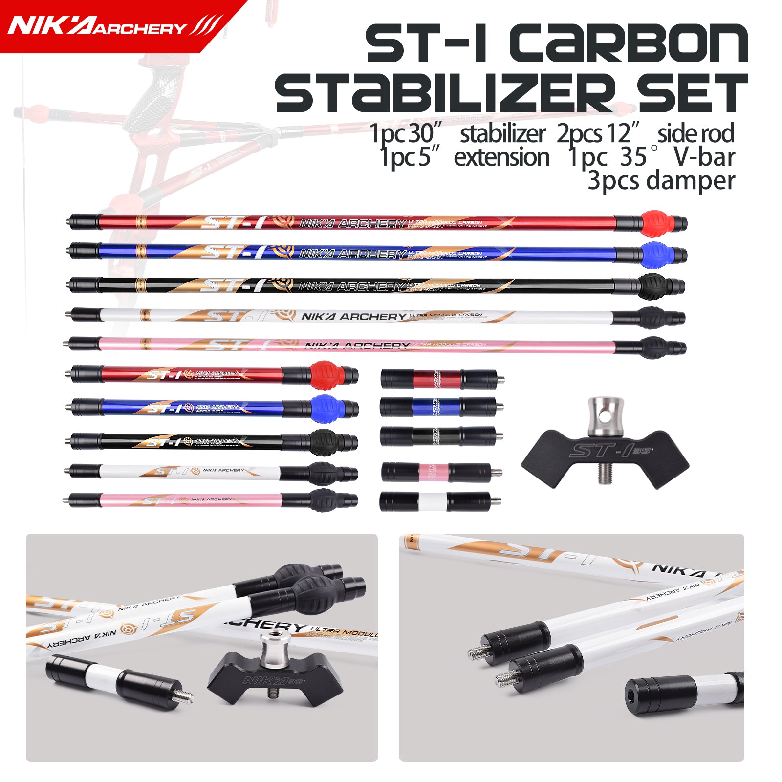 ST-1 Carbon Stabilisator Set Bogenschießen Bogen Zubehör zum Schießen 