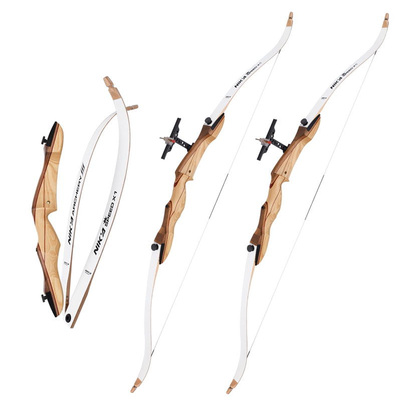 Arco de madera con extremidades X1 para mano izquierda para tiro con arco principiante y práctica 