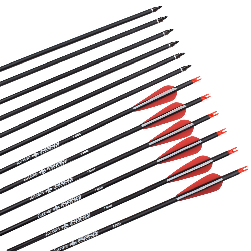 12pcs 28inch Carbon Arrow Archery Target Hunting with 6 Extra Nocks US