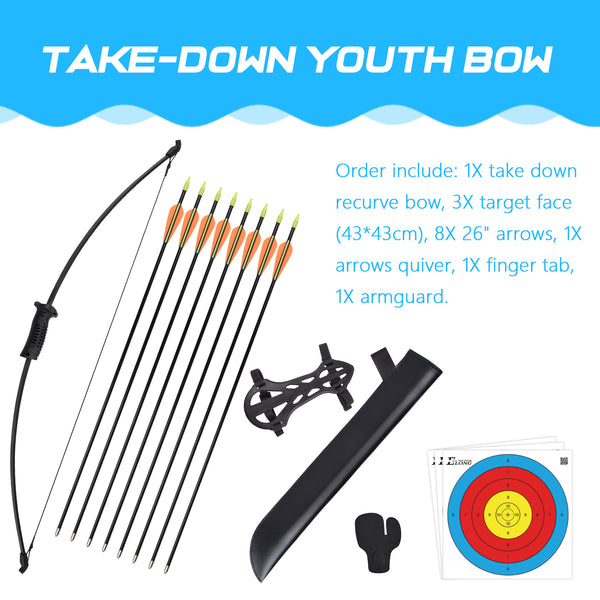 Recurve Bow and Arrow Set Outdoor for Children Junior Archery Beginner