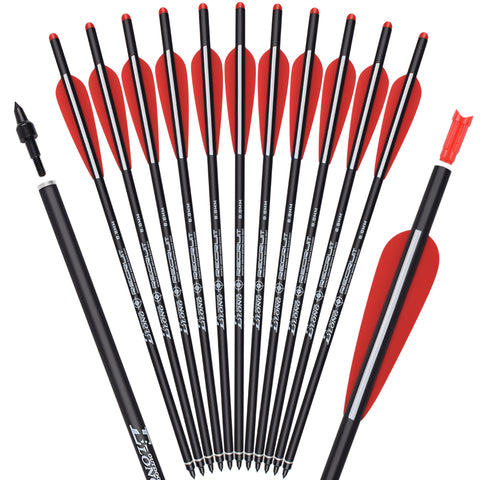 12pcs 16/18/20/22" Archery Carbon Arrows For Crossbow Bolts