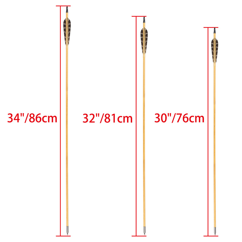 22-36 inch Wooden Arrow With Feather Archery Traditional Bow Shooting
