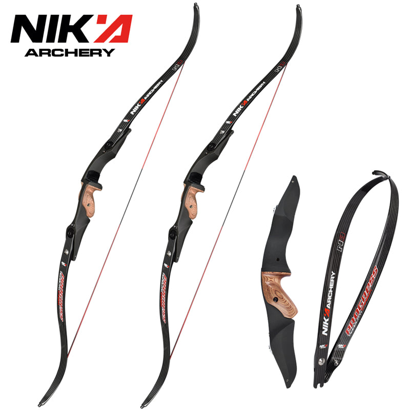 60" Archery Recurve Bow ET-1 ILF Riser with N3 Carbon Fiber Limb Recurve Bow Limbs 16-50 lbs for Left Hand